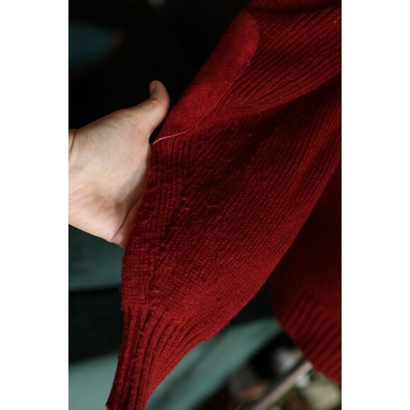 Vintage 80s 90s City Splits Red Burgundy Leather Suede Knit Zip Up Jacket - Picture 14 of 15